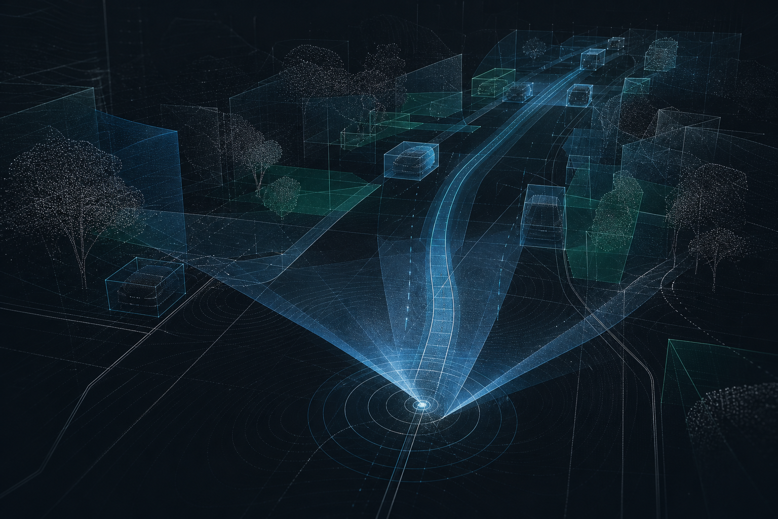 Self-driving Car Problem abstract technical panel